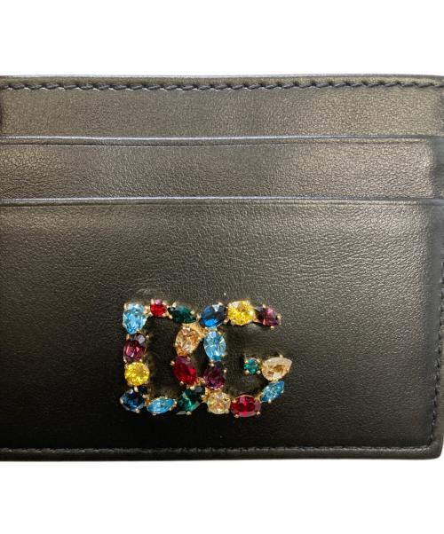 DOLCE & GABBANA（ドルチェ＆ガッバーナ）DOLCE & GABBANA (ドルチェ＆ガッバーナ) Embellished Logo Card Holder ブラックの古着・服飾アイテム
