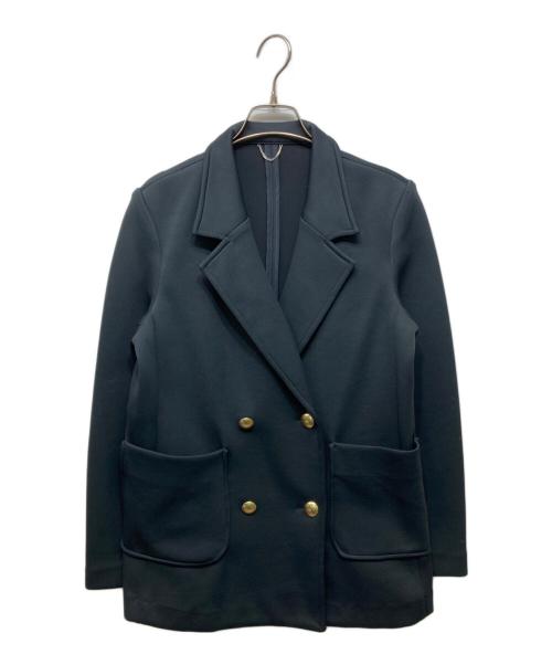 quaranciel（カランシエル）quaranciel (カランシエル) ジャージー テーラード ダブル ジャケット ネイビー サイズ:38の古着・服飾アイテム