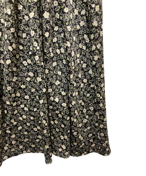 BALLSEY（ボールジィ）BALLSEY (ボールジィ) レジェフラワープリント ギャザートップワンピース ブラック×ベージュ サイズ:36の古着・服飾アイテム