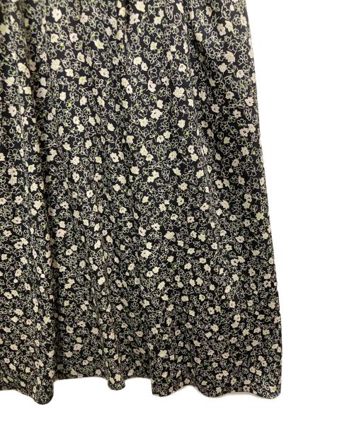 BALLSEY（ボールジィ）BALLSEY (ボールジィ) レジェフラワープリント ギャザートップワンピース ブラック×ベージュ サイズ:36の古着・服飾アイテム