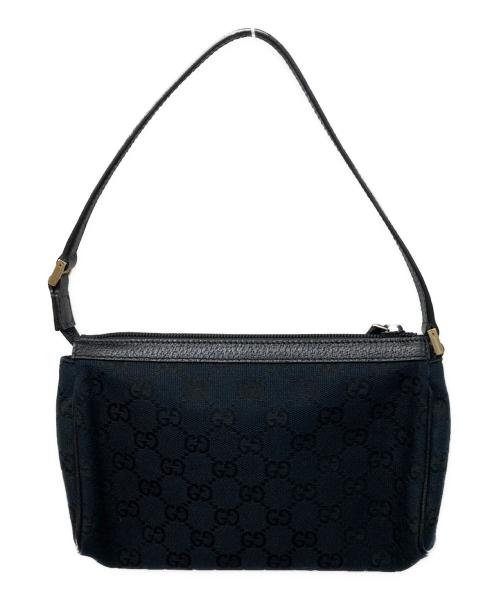GUCCI（グッチ）GUCCI (グッチ) GGキャンバス ハンドポーチ ブラックの古着・服飾アイテム
