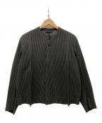 HOMME PLISSE ISSEY MIYAKEオム プリッセ イッセイ ミヤケ）の古着「SOLID PLEATS プリーツノーカラージャケット」｜ブラック