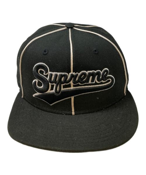 SUPREME（シュプリーム）Supreme (シュプリーム) New Era (ニューエラ) Piping Script Logo キャップ ブラック サイズ:7 5/8の古着・服飾アイテム