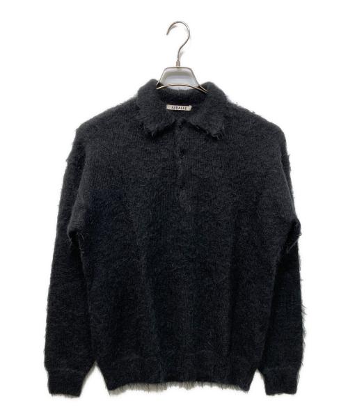 AURALEE（オーラリー）AURALEE (オーラリー) BRUSHED SUPER KID MOHAIR KNIT POLO ブラック サイズ:5の古着・服飾アイテム