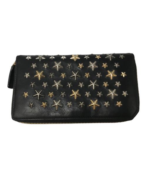 JIMMY CHOO（ジミーチュウ）JIMMY CHOO (ジミーチュウ) スタースタッズラウンドジップウォレット ブラックの古着・服飾アイテム