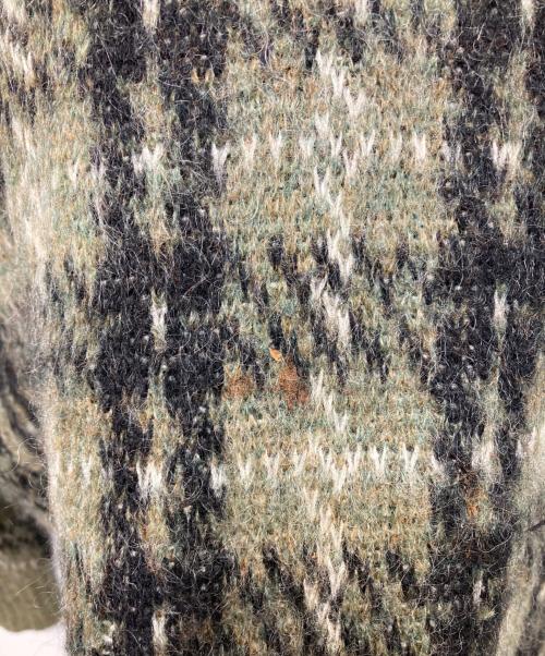 PURITAN（ピューリタン）PURITAN (ピューリタン) モヘア混チェックニット オリーブ サイズ:44の古着・服飾アイテム