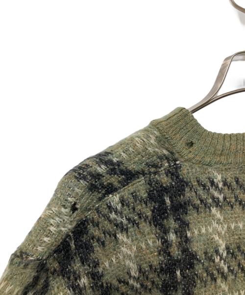 PURITAN（ピューリタン）PURITAN (ピューリタン) モヘア混チェックニット オリーブ サイズ:44の古着・服飾アイテム