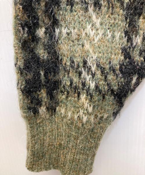 PURITAN（ピューリタン）PURITAN (ピューリタン) モヘア混チェックニット オリーブ サイズ:44の古着・服飾アイテム