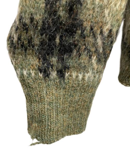 PURITAN（ピューリタン）PURITAN (ピューリタン) モヘア混チェックニット オリーブ サイズ:44の古着・服飾アイテム