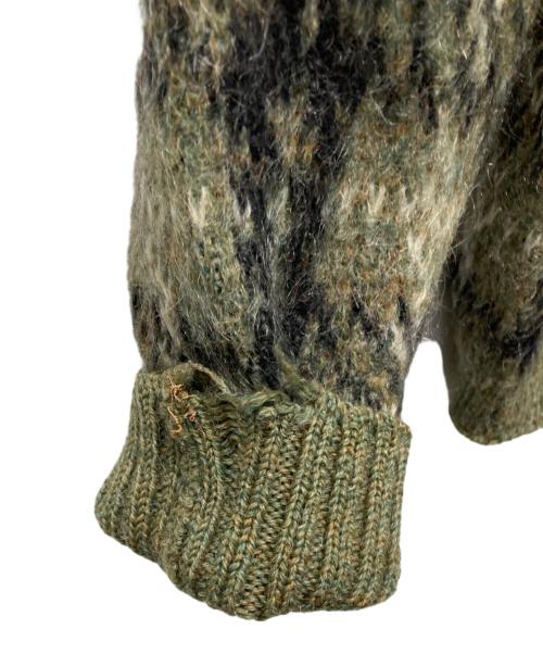 PURITAN（ピューリタン）PURITAN (ピューリタン) モヘア混チェックニット オリーブ サイズ:44の古着・服飾アイテム