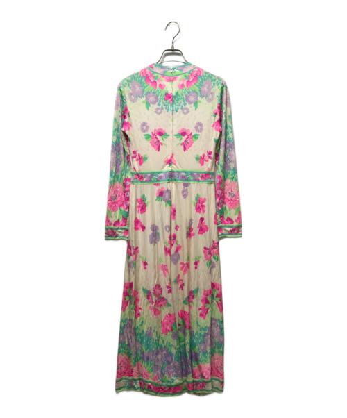 LEONARD（レオナール）LEONARD (レオナール) 花柄シルクジャージーワンピース ベージュ×ピンク サイズ:不明の古着・服飾アイテム