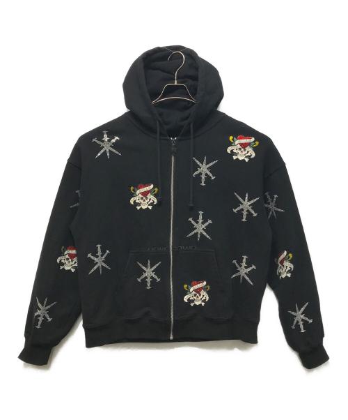 unknown（アンノウン）Unknown (アンノウン) ED HARDY (エド ハーディー) ジップパーカー ブラック サイズ:Lの古着・服飾アイテム