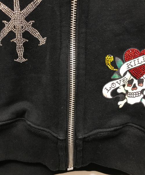 unknown（アンノウン）Unknown (アンノウン) ED HARDY (エド ハーディー) ジップパーカー ブラック サイズ:Lの古着・服飾アイテム