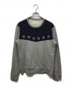 Maison Margielaメゾンマルジェラ）の古着「ハトメクルーネックスウェット」｜グレー×ネイビー