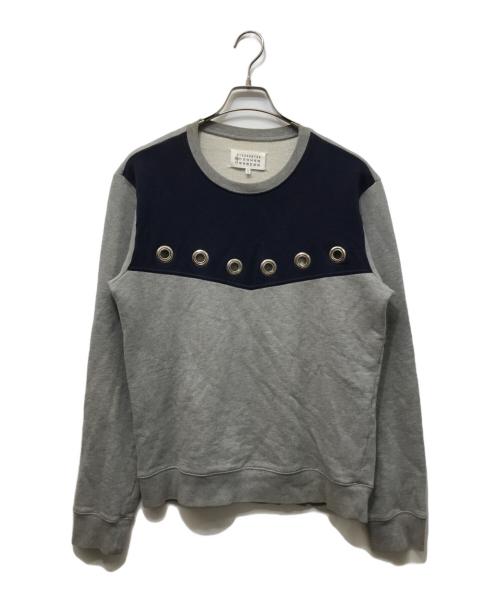 Maison Margiela（メゾンマルジェラ）Maison Margiela (メゾンマルジェラ) ハトメクルーネックスウェット グレー×ネイビー サイズ:SIZE 48の古着・服飾アイテム