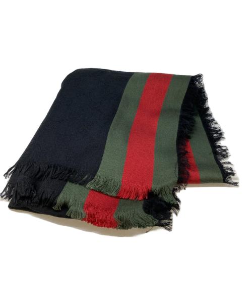 GUCCI（グッチ）GUCCI (グッチ) シェリーラインGG柄ストール ブラックの古着・服飾アイテム