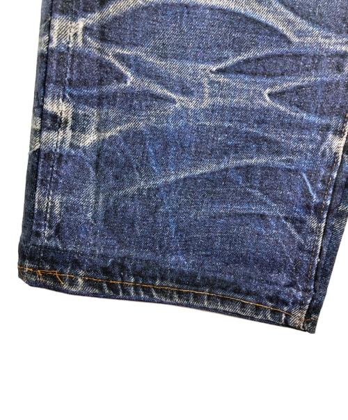 TOLQ（トルク）TOLQ (トルク) Tronpe L’oeil Printed Stretch Trousers インディゴ サイズ:38の古着・服飾アイテム