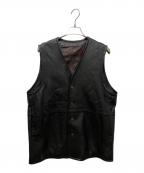 EDIFICEエディフィス）の古着「シープベジレザー ロングベスト」｜ブラック