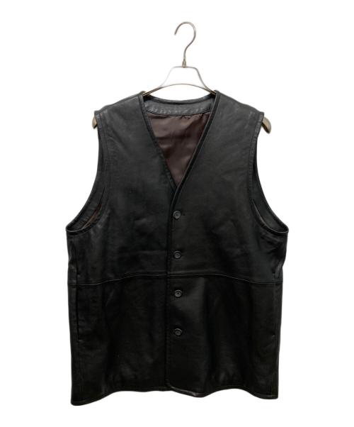 EDIFICE（エディフィス）EDIFICE (エディフィス) シープベジレザー ロングベスト ブラック サイズ:FREEの古着・服飾アイテム