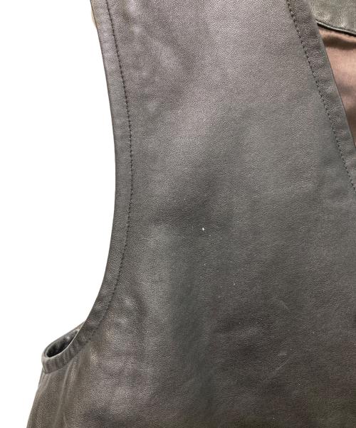 EDIFICE（エディフィス）EDIFICE (エディフィス) シープベジレザー ロングベスト ブラック サイズ:FREEの古着・服飾アイテム