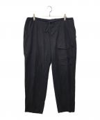 COMOLIコモリ）の古着「ヴィスコースリネンドローストリングパンツ」｜ネイビー