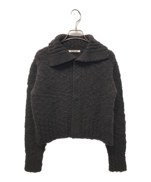 AURALEE（オーラリー）AURALEE (オーラリー) WOOL SLUB KNIT SHORT CARDIGAN ブラウン サイズ:1の古着・服飾アイテム