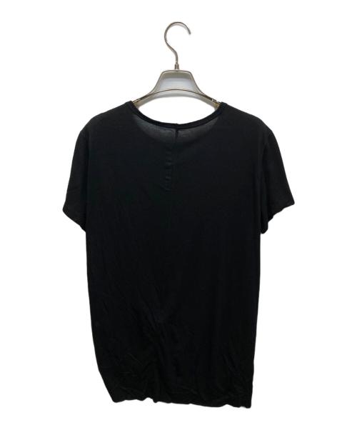 RICK OWENS（リックオウエンス）RICK OWENS (リックオウエンス) ギャザーTシャツ ブラック サイズ:38の古着・服飾アイテム