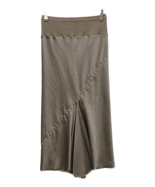 RICK OWENS（リックオウエンス）RICK OWENS (リックオウエンス) コントラストパネルサテンペンシルスカート ベージュ サイズ:38の古着・服飾アイテム
