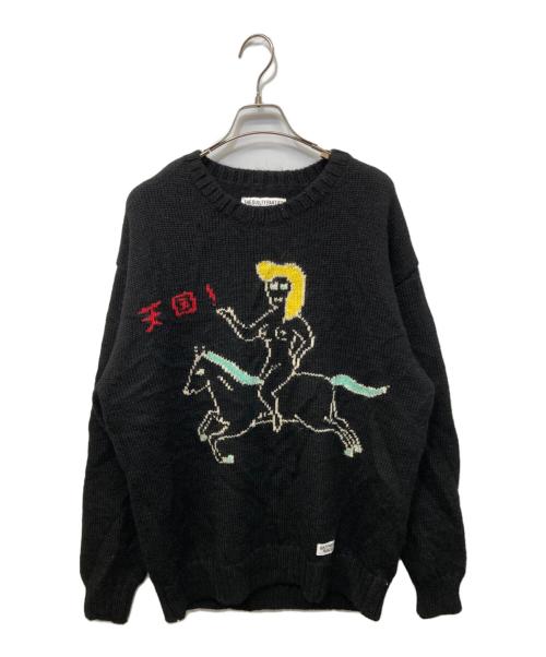 WACKO MARIA（ワコマリア）WACKO MARIA (ワコマリア) 世界平和プロジェクト INTARSIA CREW NECK SWEATER ブラック サイズ:Lの古着・服飾アイテム