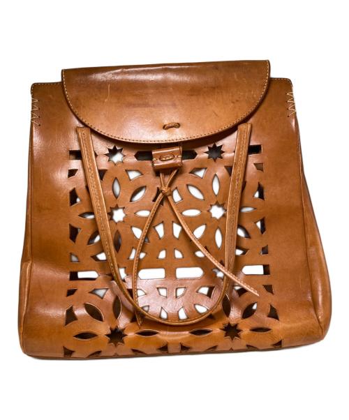genten（ゲンテン）genten (ゲンテン) カットワークレザートートバッグ ブラウンの古着・服飾アイテム