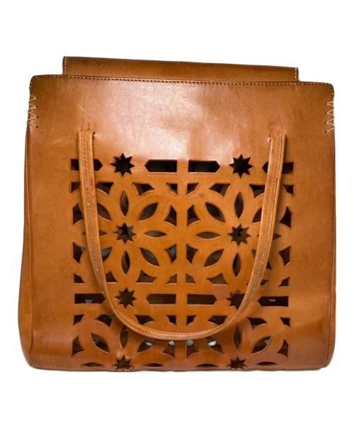 genten（ゲンテン）genten (ゲンテン) カットワークレザートートバッグ ブラウンの古着・服飾アイテム