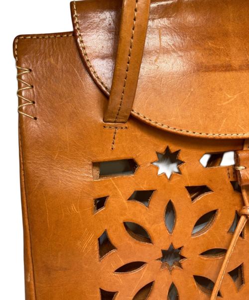 genten（ゲンテン）genten (ゲンテン) カットワークレザートートバッグ ブラウンの古着・服飾アイテム