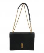 POLO RALPH LAURENポロ・ラルフローレン）の古着「Polo ID カーフスキン エンベロープ チェーン バッグ」｜ブラック