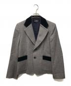 tricot COMME des GARCONSトリココムデギャルソン）の古着「ベロア切替チェックジャケット」｜グレー