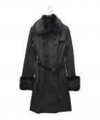 BURBERRY BLUE LABELバーバリーロンドンブルーレーベル）の古着「ラビットファー付トレンチコート」｜ブラック