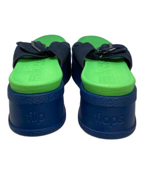 Mikio Sakabe（ミキオサカベ）MIKIO SAKABE (ミキオサカベ) 厚底フラットサンダル ネイビー×グリーン サイズ:28の古着・服飾アイテム