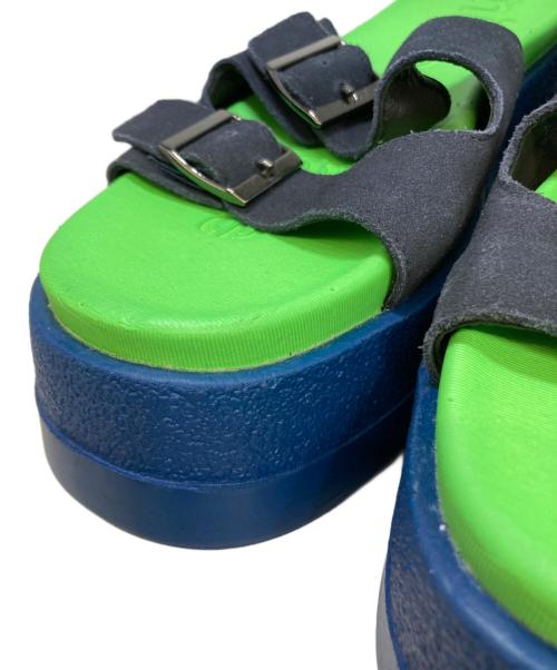 Mikio Sakabe（ミキオサカベ）MIKIO SAKABE (ミキオサカベ) 厚底フラットサンダル ネイビー×グリーン サイズ:28の古着・服飾アイテム
