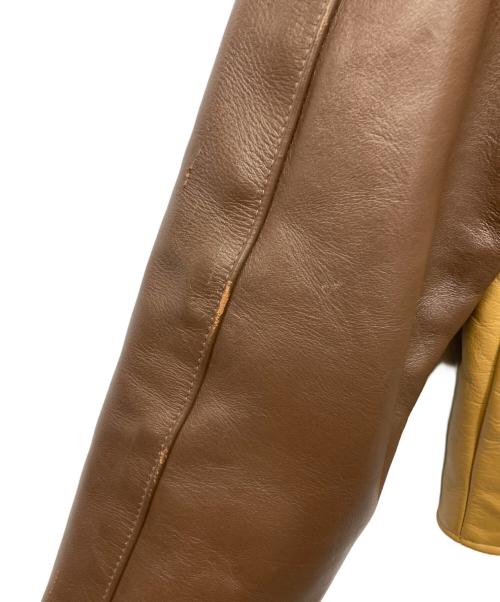 VANSON（バンソン）VANSON (バンソン) TJV レザーチームジャケット ベージュ×ブラウン サイズ:36の古着・服飾アイテム