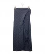 BACCAバッカ）の古着「ストライプウールギャバジン ラップスカート」｜ネイビー