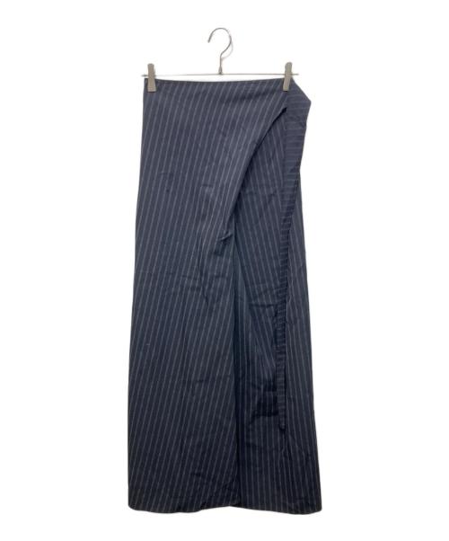 BACCA（バッカ）BACCA (バッカ) ストライプウールギャバジン ラップスカート ネイビー サイズ:SIZE 36の古着・服飾アイテム