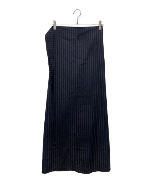 BACCA（バッカ）BACCA (バッカ) ストライプウールギャバジン ラップスカート ネイビー サイズ:SIZE 36の古着・服飾アイテム