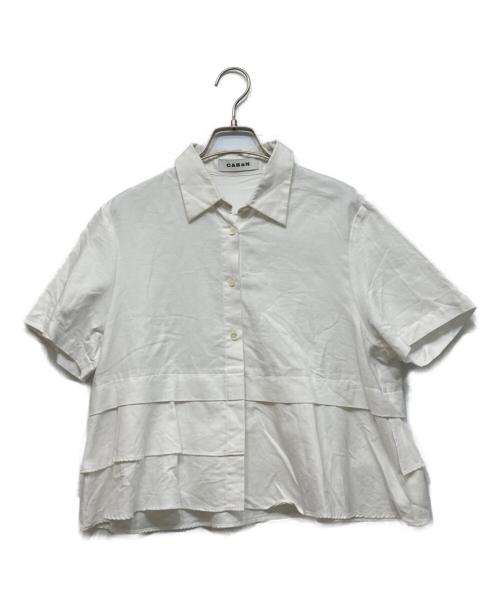 CABAN（キャバン）CABaN (キャバン) タイプライターダブルクロス アシンメトリックフリルシャツ ホワイト サイズ:FREEの古着・服飾アイテム