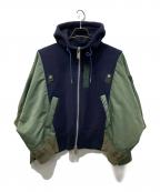 sacaiサカイ）の古着「ナイロン切替 スポンジフーディーブルゾン」｜グリーン×ネイビー