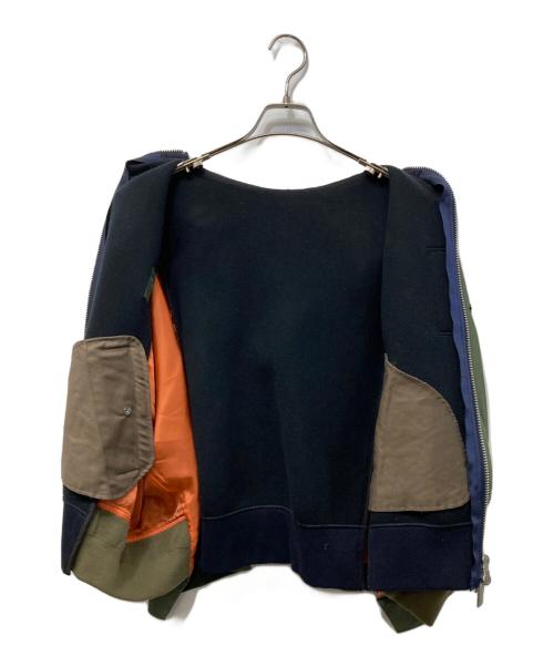 sacai（サカイ）sacai (サカイ) ナイロン切替 スポンジフーディーブルゾン グリーン×ネイビー サイズ:SIZE 2の古着・服飾アイテム