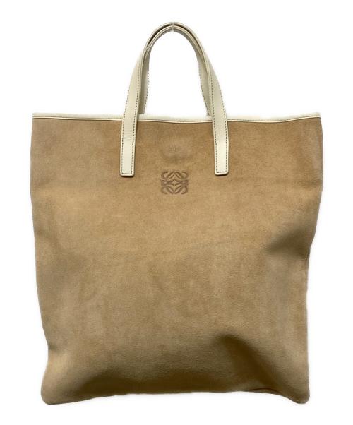 LOEWE（ロエベ）LOEWE (ロエベ) アナグラム ヌバックレザーハンドバッグ ベージュの古着・服飾アイテム
