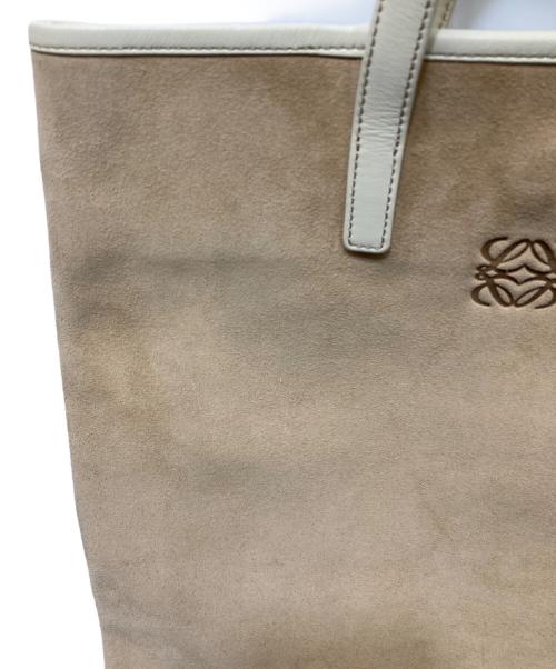LOEWE（ロエベ）LOEWE (ロエベ) アナグラム ヌバックレザーハンドバッグ ベージュの古着・服飾アイテム