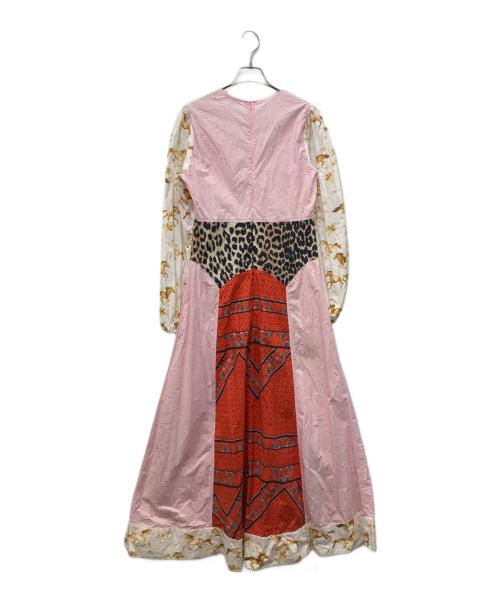 GANNI（ガニー）GANNI (ガニー) パッチワークマキシワンピース ピンク×ホワイト サイズ:36の古着・服飾アイテム
