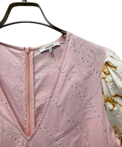 GANNI（ガニー）GANNI (ガニー) パッチワークマキシワンピース ピンク×ホワイト サイズ:36の古着・服飾アイテム