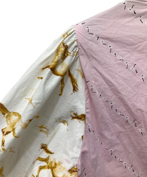 GANNI（ガニー）GANNI (ガニー) パッチワークマキシワンピース ピンク×ホワイト サイズ:36の古着・服飾アイテム