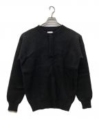 KAJAカジャ）の古着「WOOL AIR YARN HENLEY NECK KNIT」｜ブラック